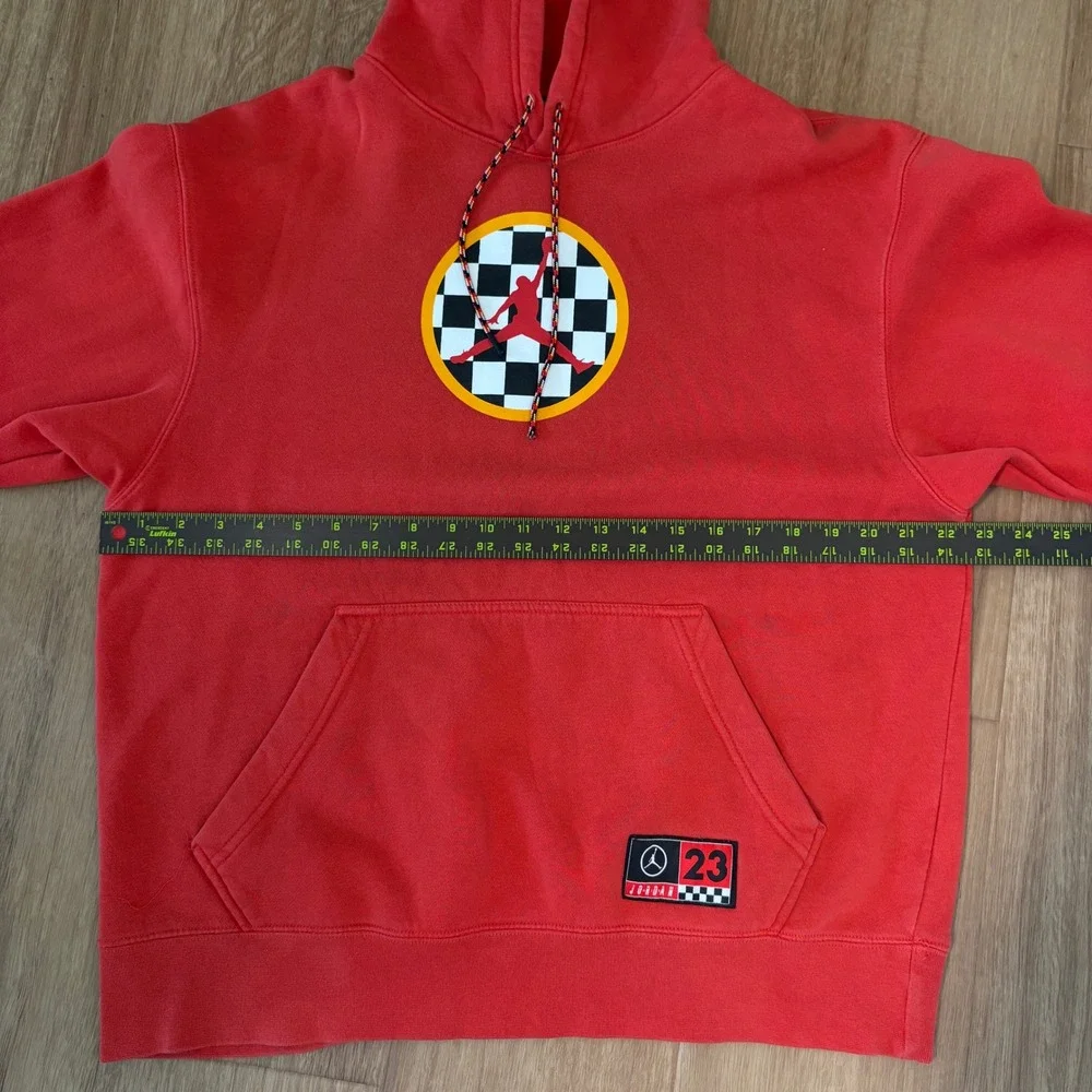 Jordan Brand Mens Red Racing Checkerboard Jumpman Signature Hoodie Size M - Picture 7 of 8